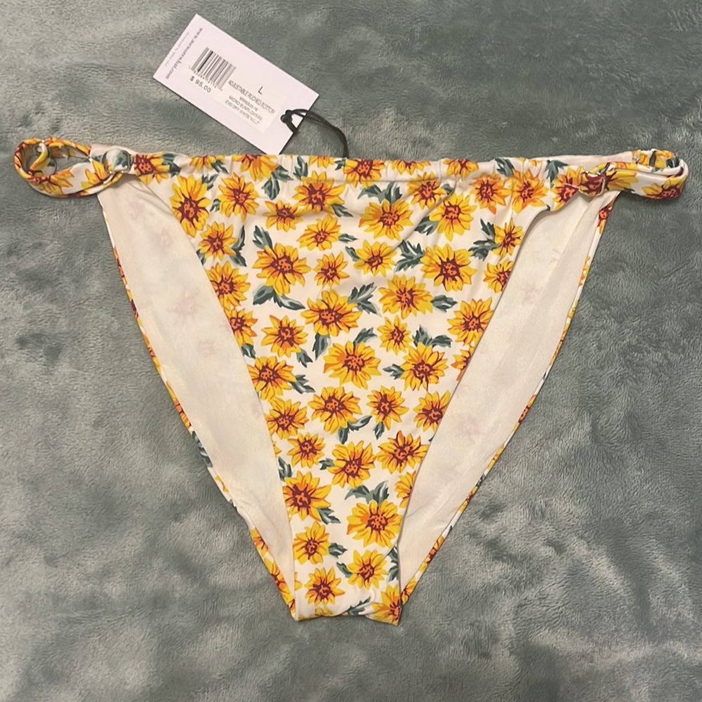 WeWoreWhat White Yellow Floral Tie-Side Bikini Bottoms